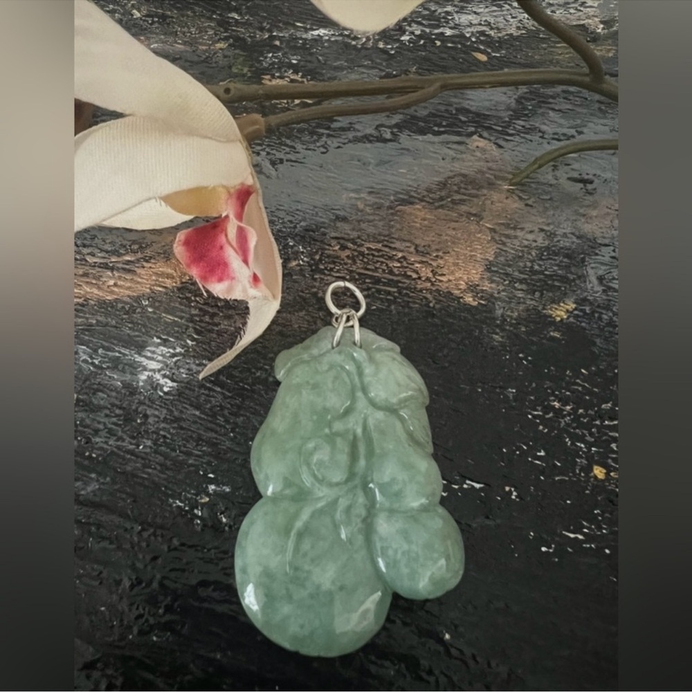 Elegant Green Jade Pendant Carved On Both Sides